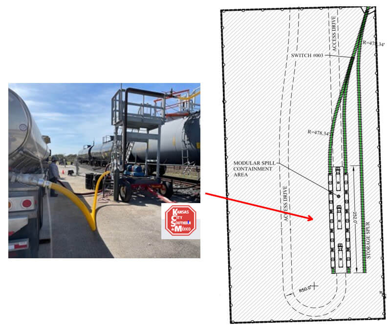 Photo and technical plan of the fuel reloading terminal